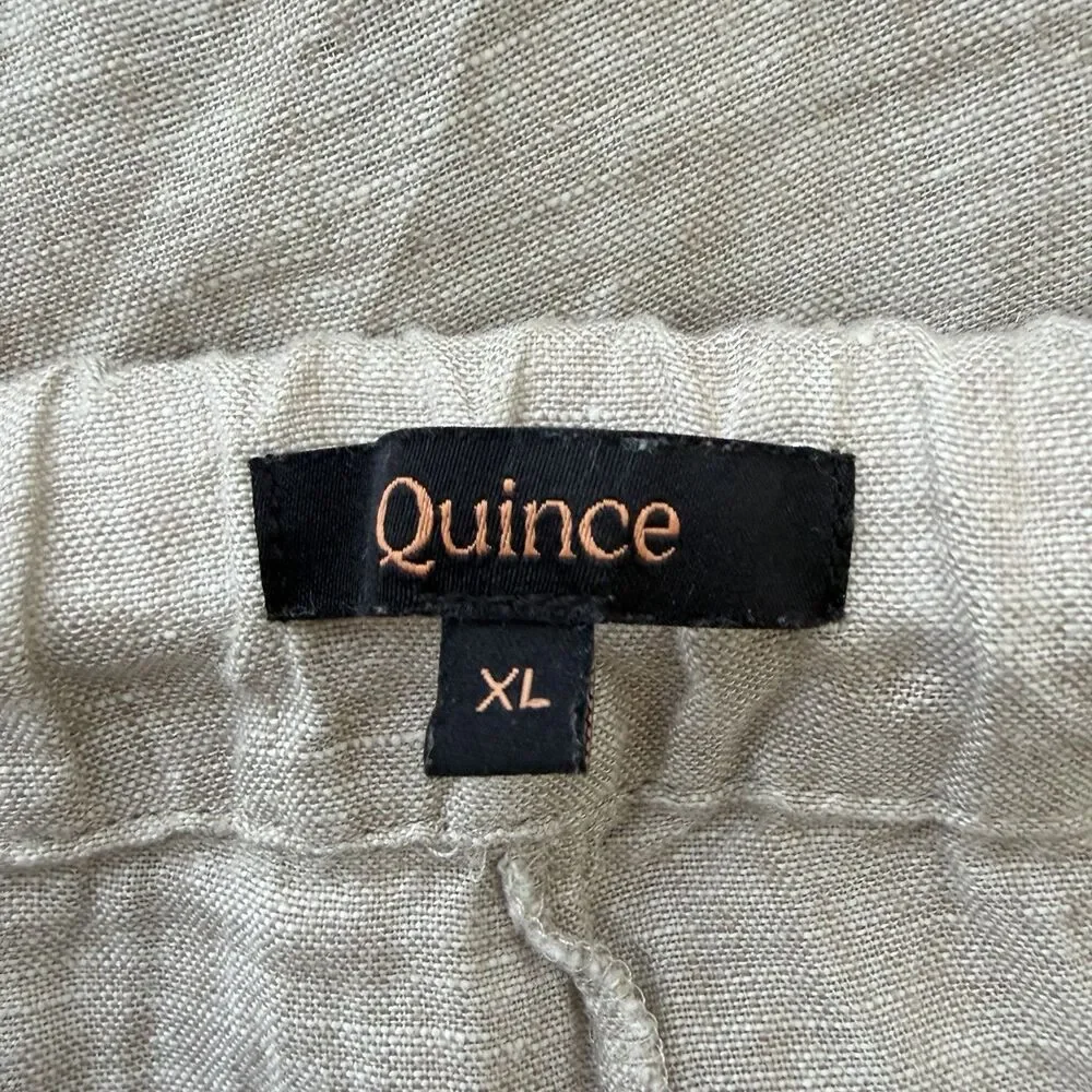 Quince Women's 100% Linen Pants Size XL Tan Relaxed Lightweight Pockets Boho